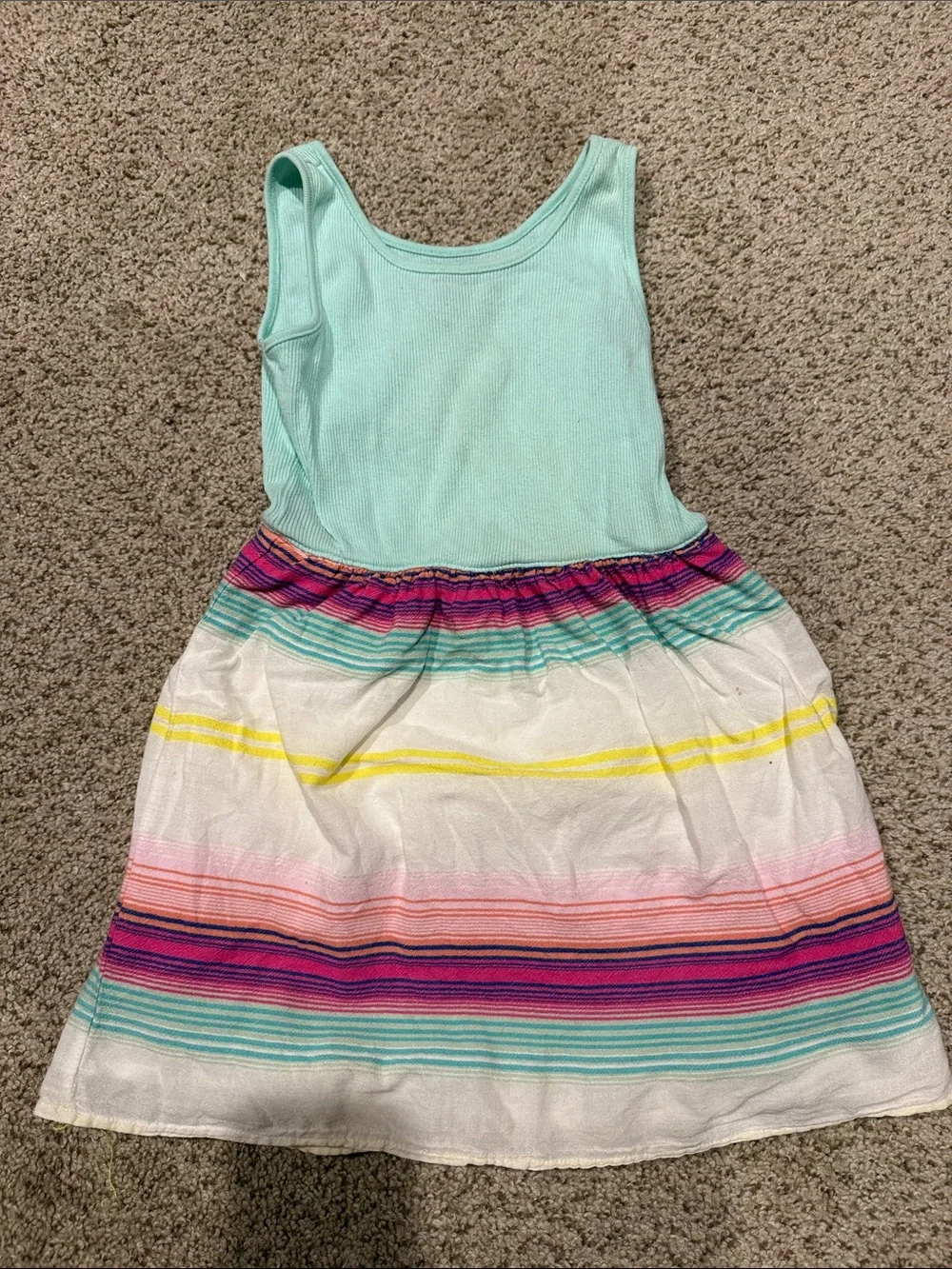 GAP Mint Tank Dress with Multicolor Striped Skirt